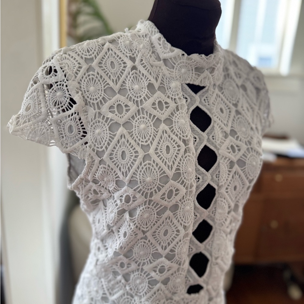 White Lace Crochet Dress - fits medium and large